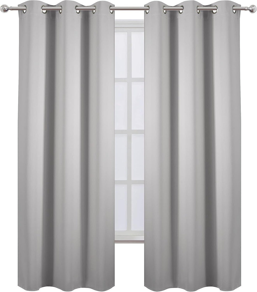Lemomo Light Grey Blackout Curtains 34 x 84 Inch Length/Set of 2 Curtain Panels/Thermal Insulated Room Darkening Blackout Curtains for Bedr…