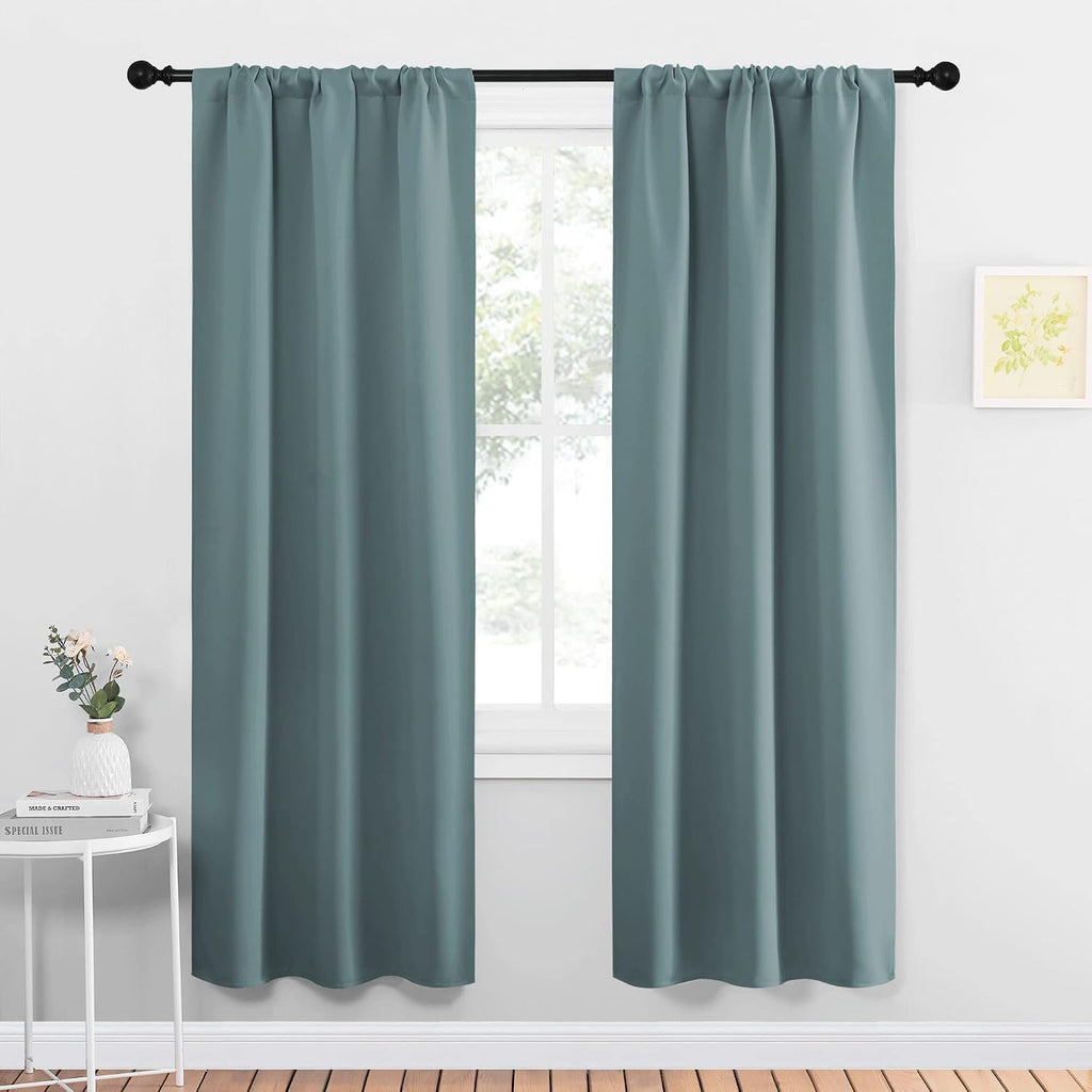NICETOWN Greyish Blue Blackout Curtains Panels for Window, Thermal Insulated Rod Pocket Blackout Drapes/Draperies for Living Room (2…