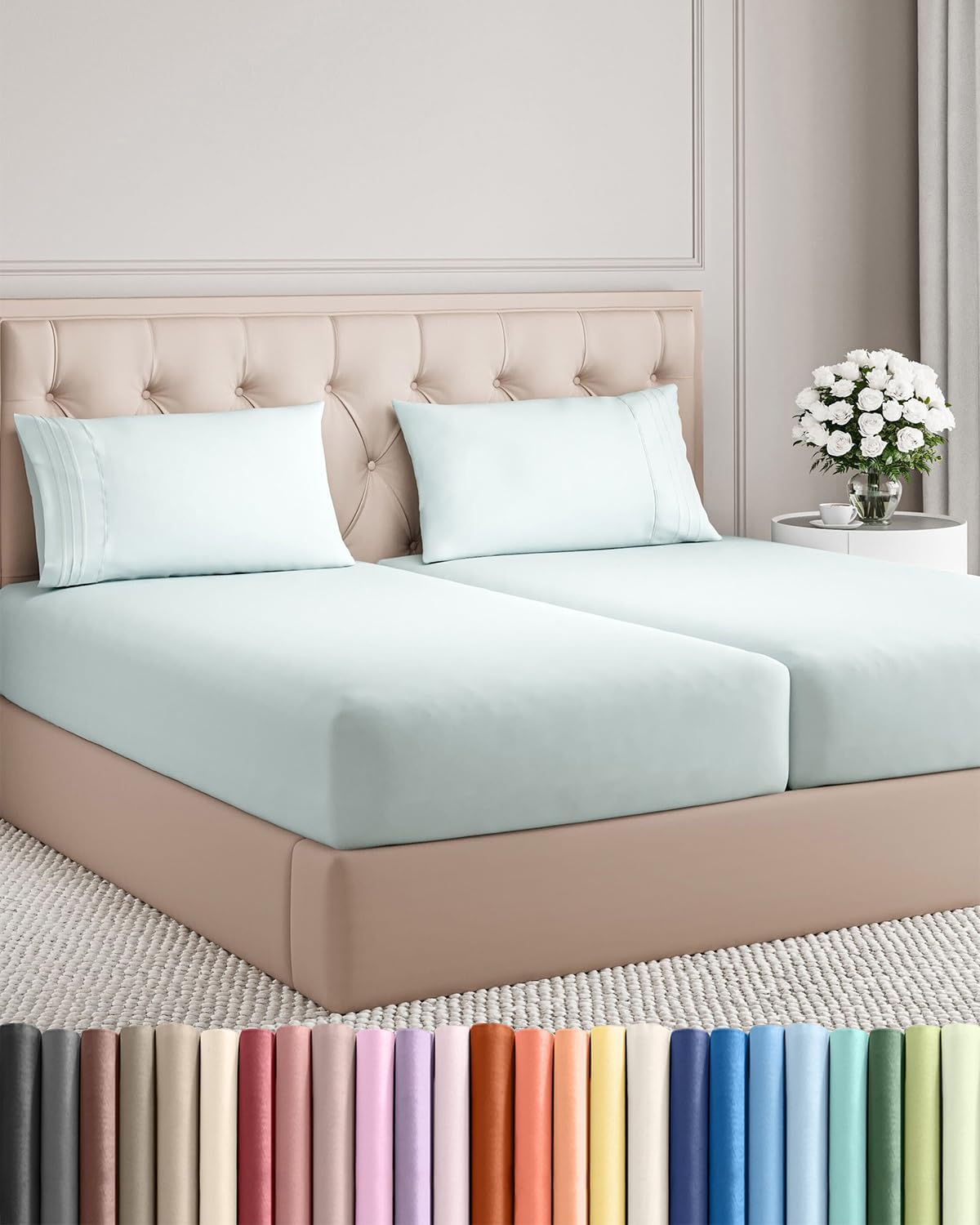 Split King Size 5 Piece Sheet Set - Comfy Breathable & Cooling Sheets - Hotel Luxury Bed Sheets for Women & Men - Deep Pockets, Easy-Fit…