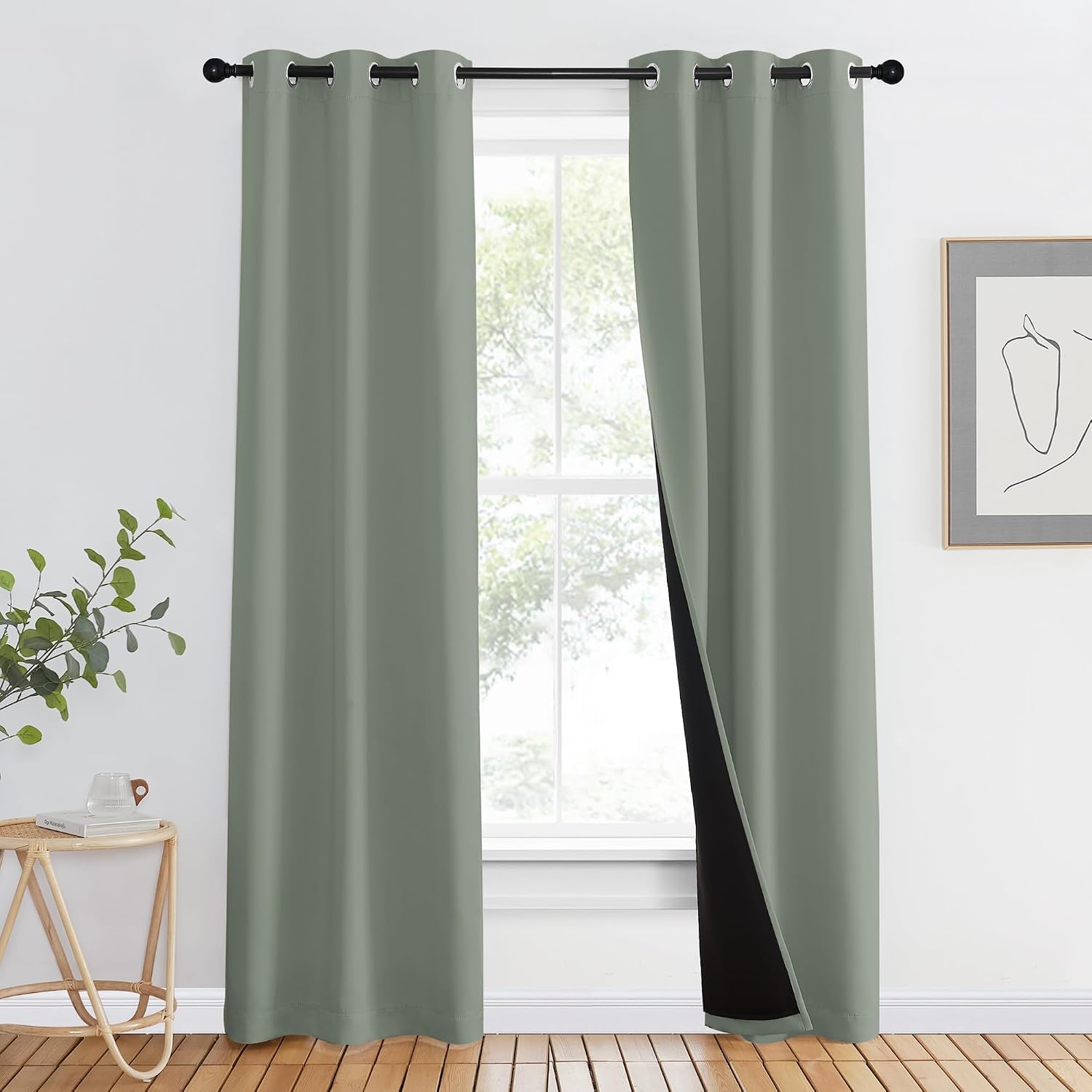 Nicetown 100% Blackout Window Curtain Panels, Heat and Full Light Blocking Drapes with Black Liner for Nursery, 80" Drop Thermal Insulated…