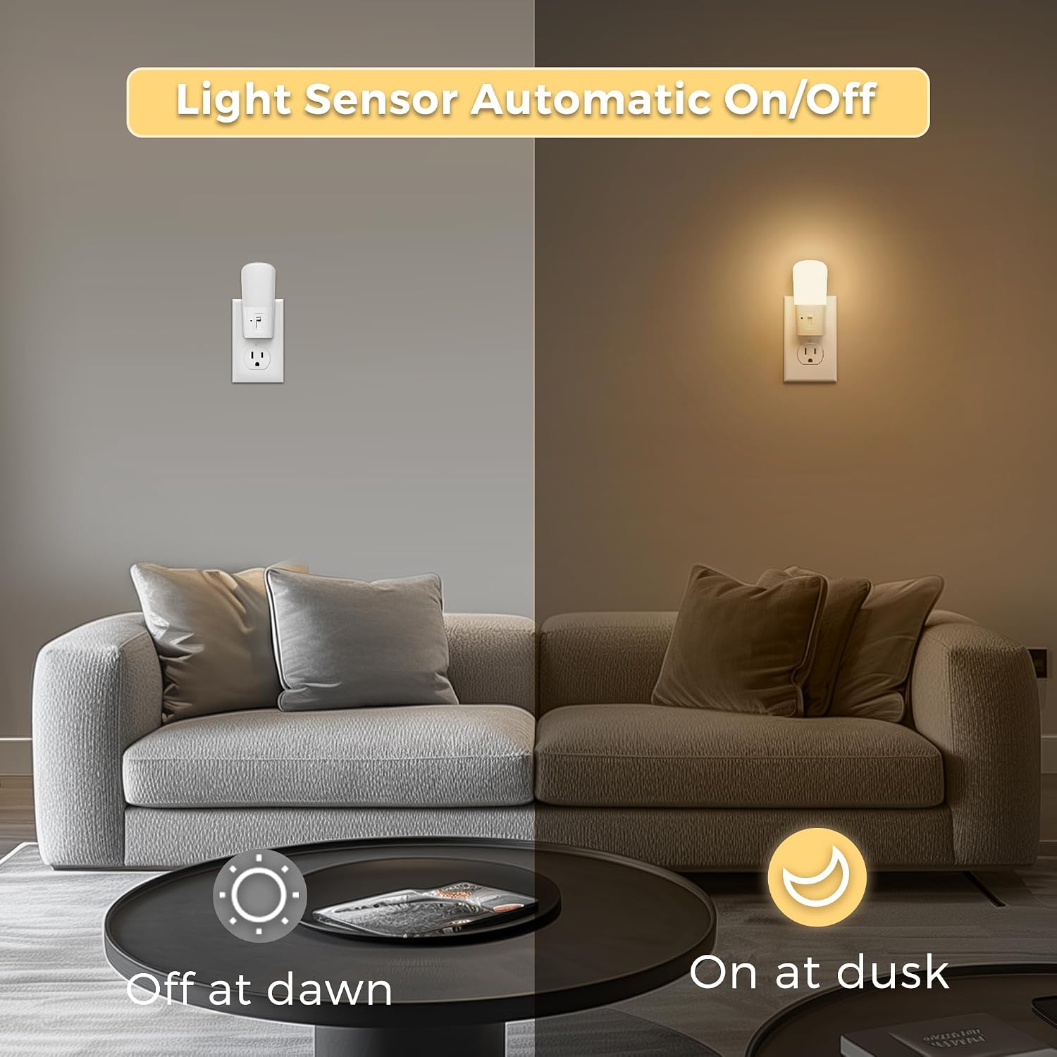 LOHAS Plug in Night Light, Dimmable LED Night Lights With Dusk to Dawn Sensor, Soft White 3000K Sleep Nightlight, Adjustable Brightness…
