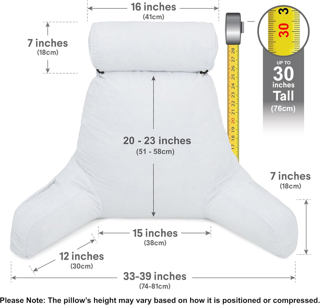 Husband Pillow XXL The Original for Adults - 30" Tall Backrest for Sitting Up in Bed - Firm Support Reading & Bed Rest Pillows for…