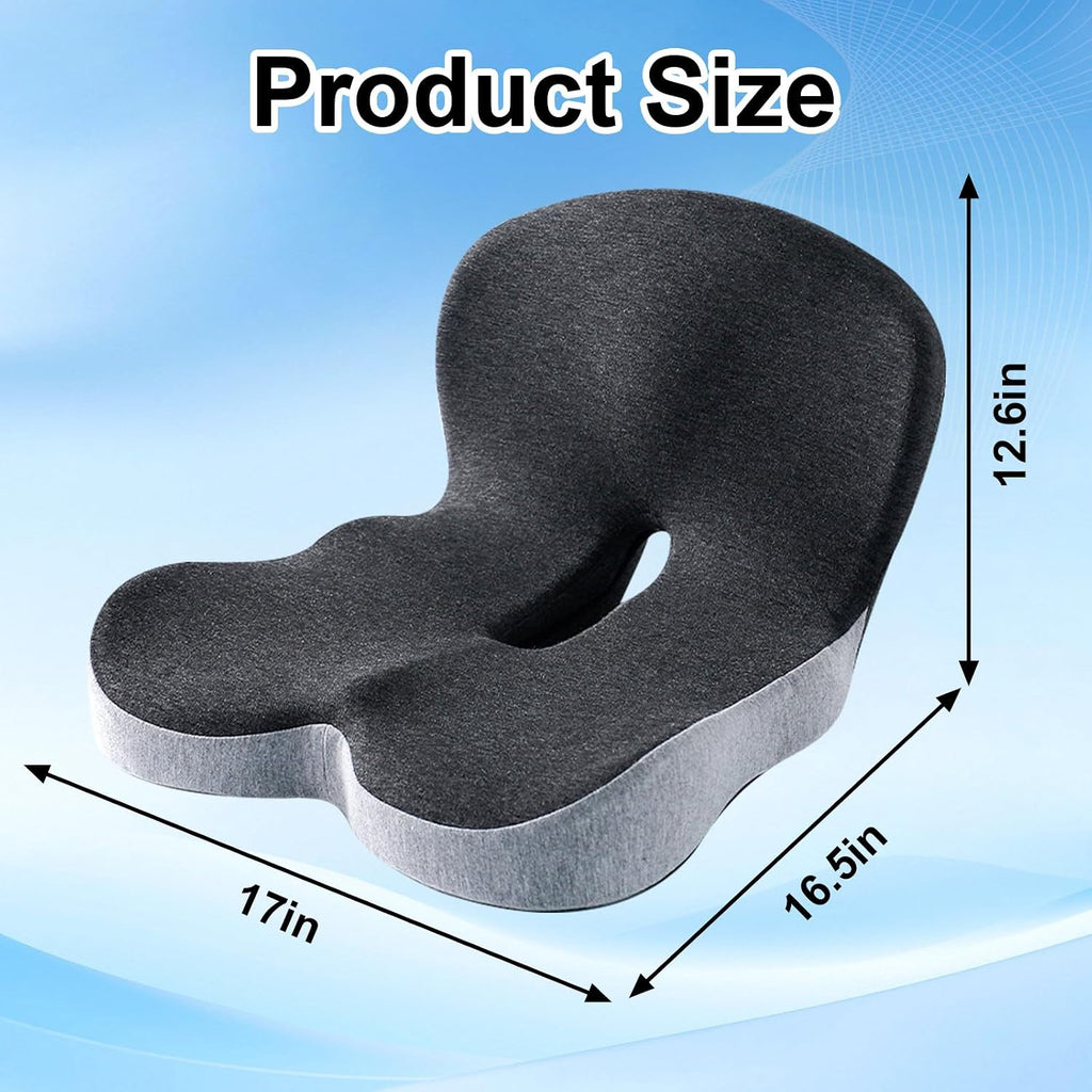 Memory Foam Office Chair Cushion, L-Shaped Integrated Seat Cushions, Chair Seat Cushion for Lower Back Tailbone Protection, Ergonomic…