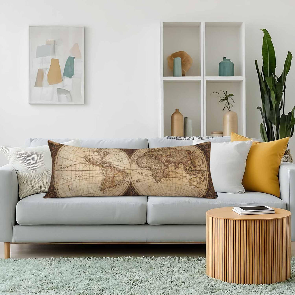 Body Pillowcases with Zipper Retro World Map Cozy Body Pillow Covers Cushion Cover 20 X 54 Inches, Old World Map Brown Outdoor Body…