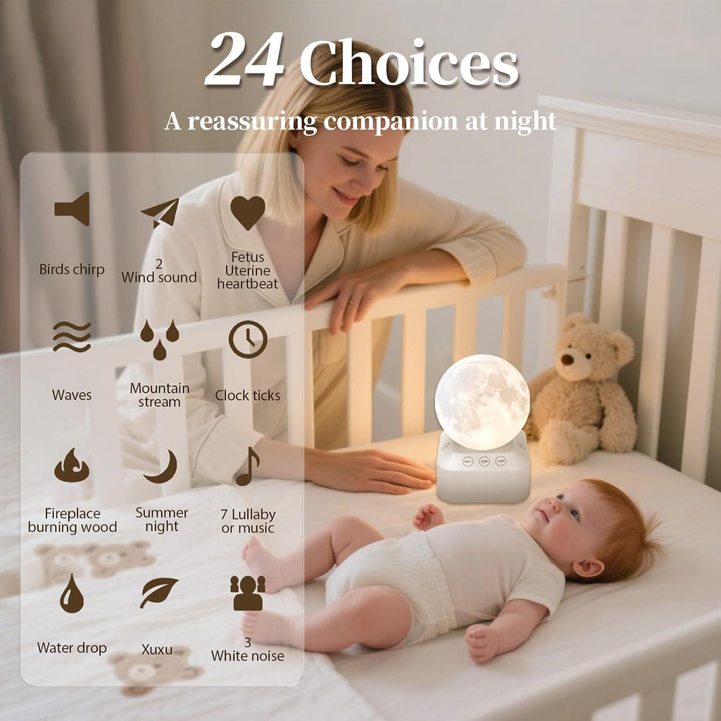 Rukico White Noise Sleep Machine with Moon Lamp Night Light,24 Soothing Sounds, Adjustable RGB Color Changing, for Babies &…