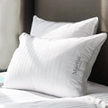 Martha Stewart Hotel Collection Pillow 500 Thread Count Damask Stripe Embroidered Feathers Soft Hypoallergenic 100% Cotton Queen Size Set…