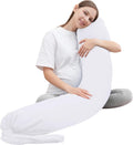 Moonpark MOON PARK Pregnancy Pillow - Incredibly Smooth and Soft Cooling Cover I Shaped Full Body Maternity Pillow with Removable Cover - S…