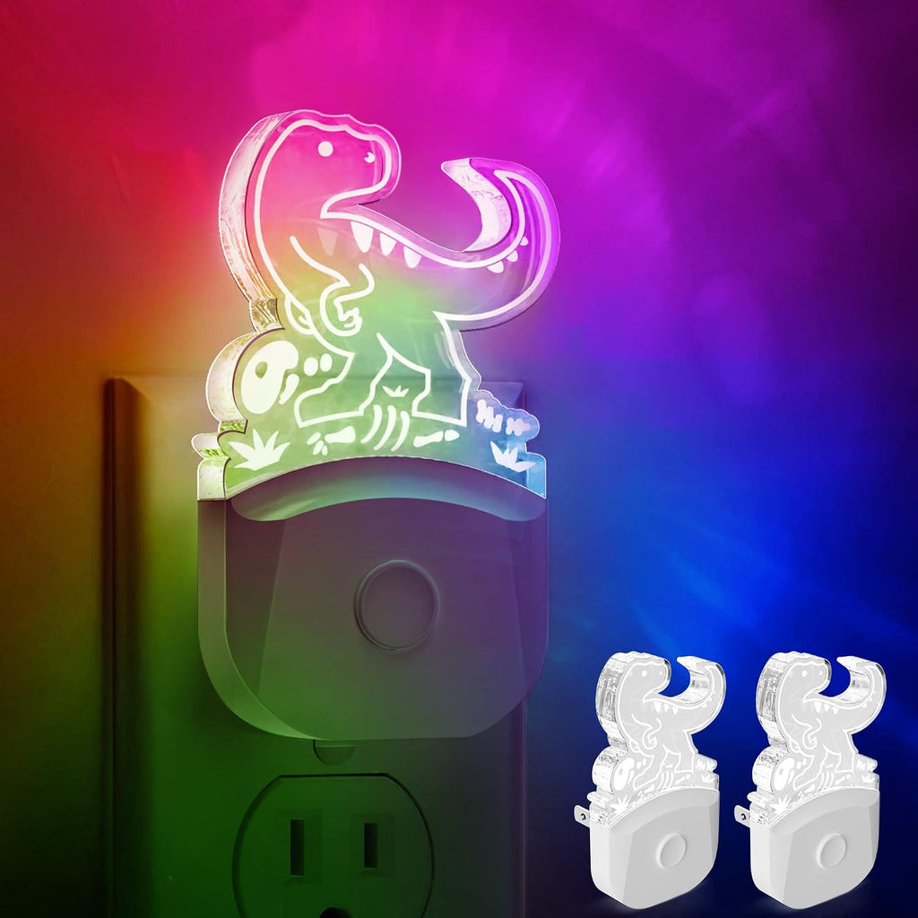 L LOHAS LED Night Light for Kids, Dinosaur Night Light for Boys, Velociraptor LED Night Lights Plug into Wall, RGB+Soft White 3000K, Dusk…