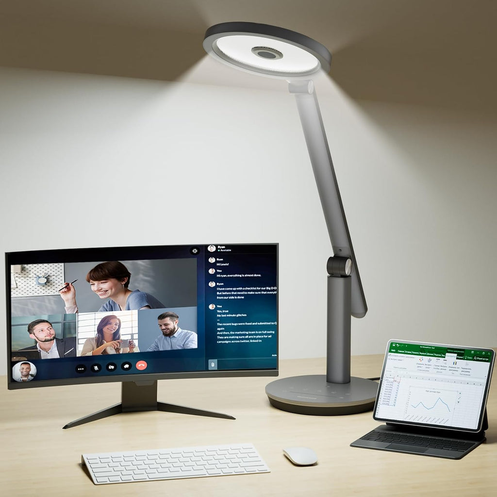 Honeywell Desk Lamp for Home Office, H6 SunturaluxTM Eye-Caring Led Desk Light, 800LM Dimmable Desk Lamp with Timer, Touch Control Tall…