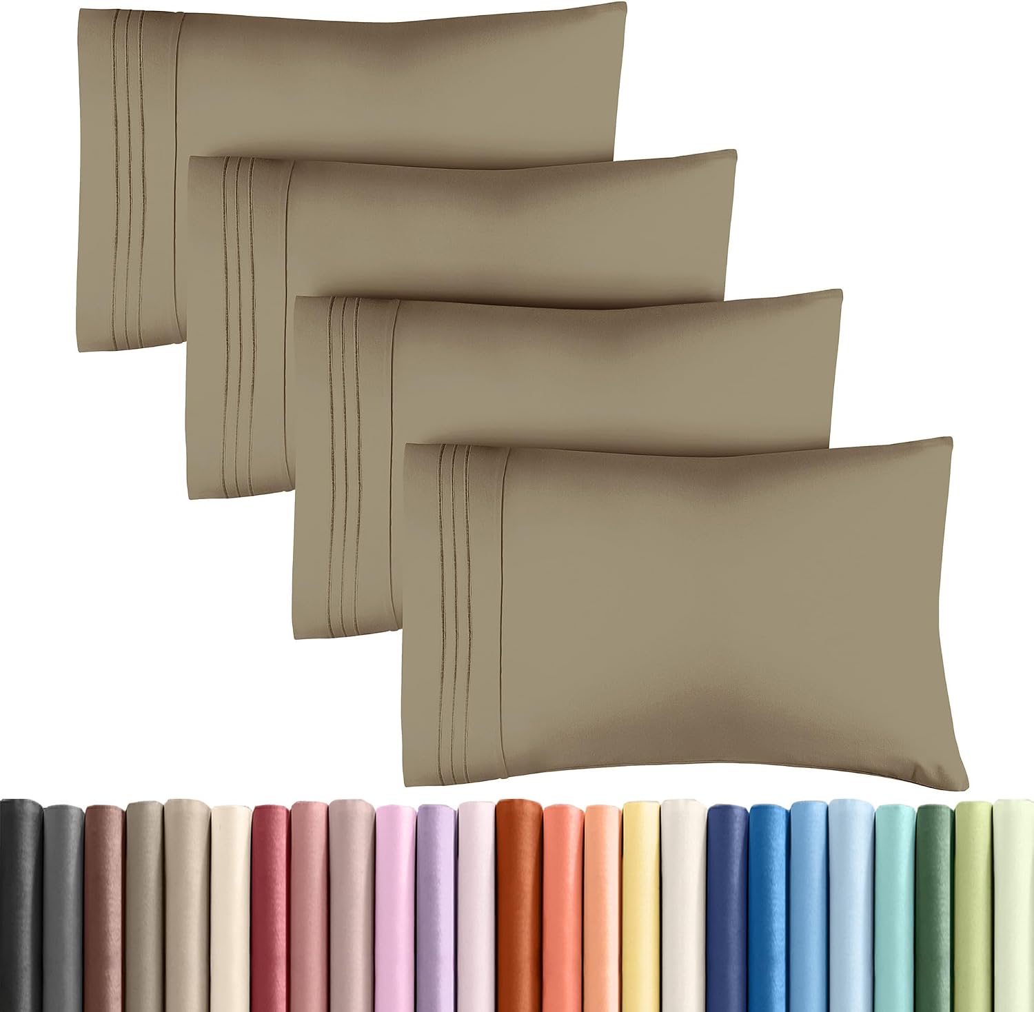 Queen Pillow Cases Set of 4 - Ultra Soft Hotel Quality Pillowcase Covers - Comfy, Cozy & Wrinkle Free - Shrinkage, Stain and Fade…