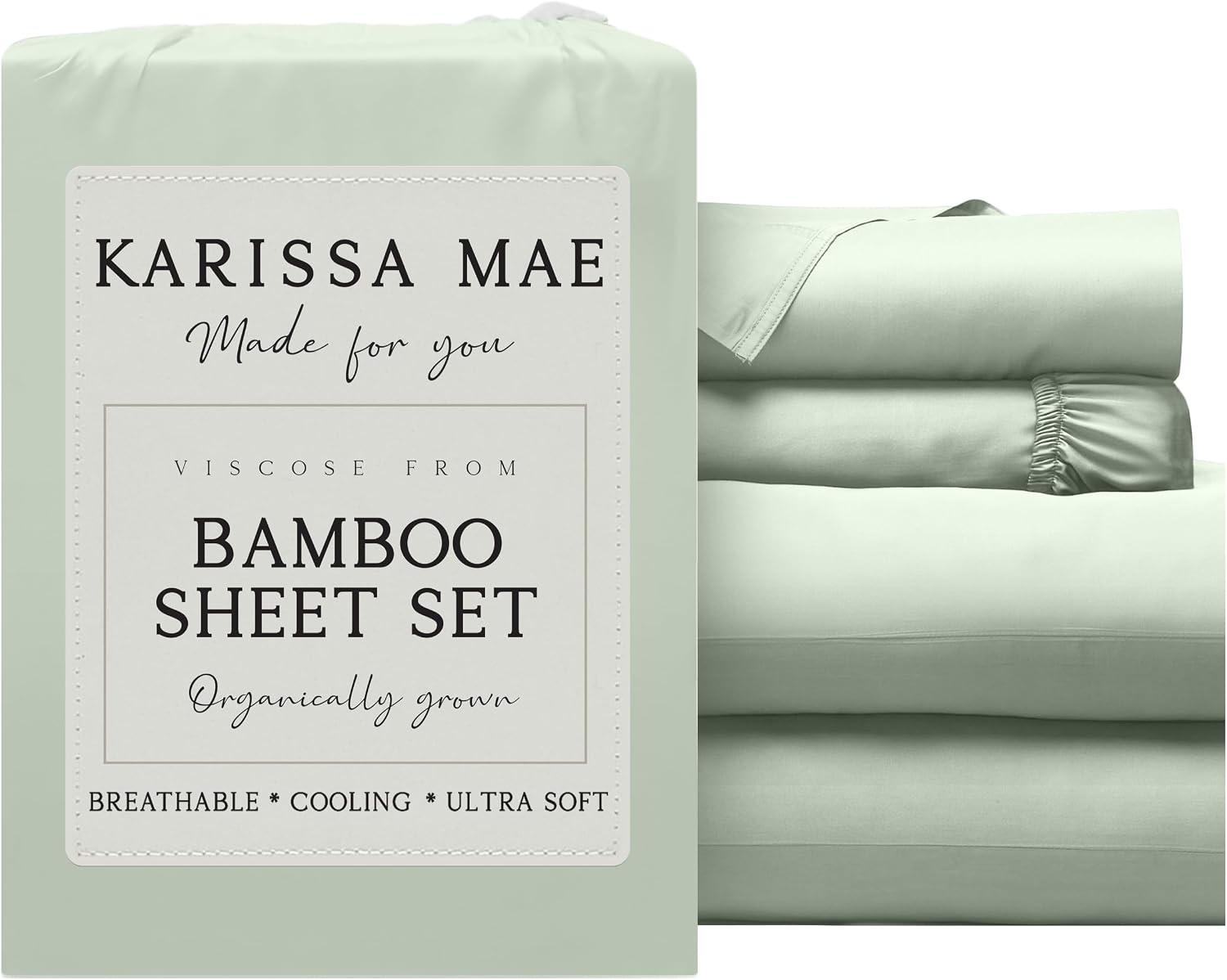 KARISSA MAE Pure Viscose from Bamboo Split King Size Sheet Set | 100% FSC Certified | Luxuriously Soft | Cooling | 18" Deep Pocket…
