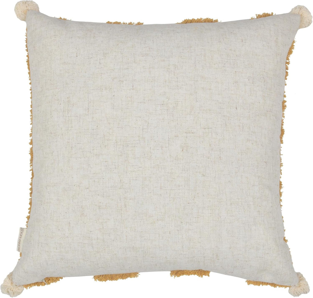 Loopuinhom Boho Pillow Covers 18X18 Inch Boho Tufted Linen Throw Pillow Covers Decorative Pompoms Cushion Cover Farmhouse Pillow Case for C…