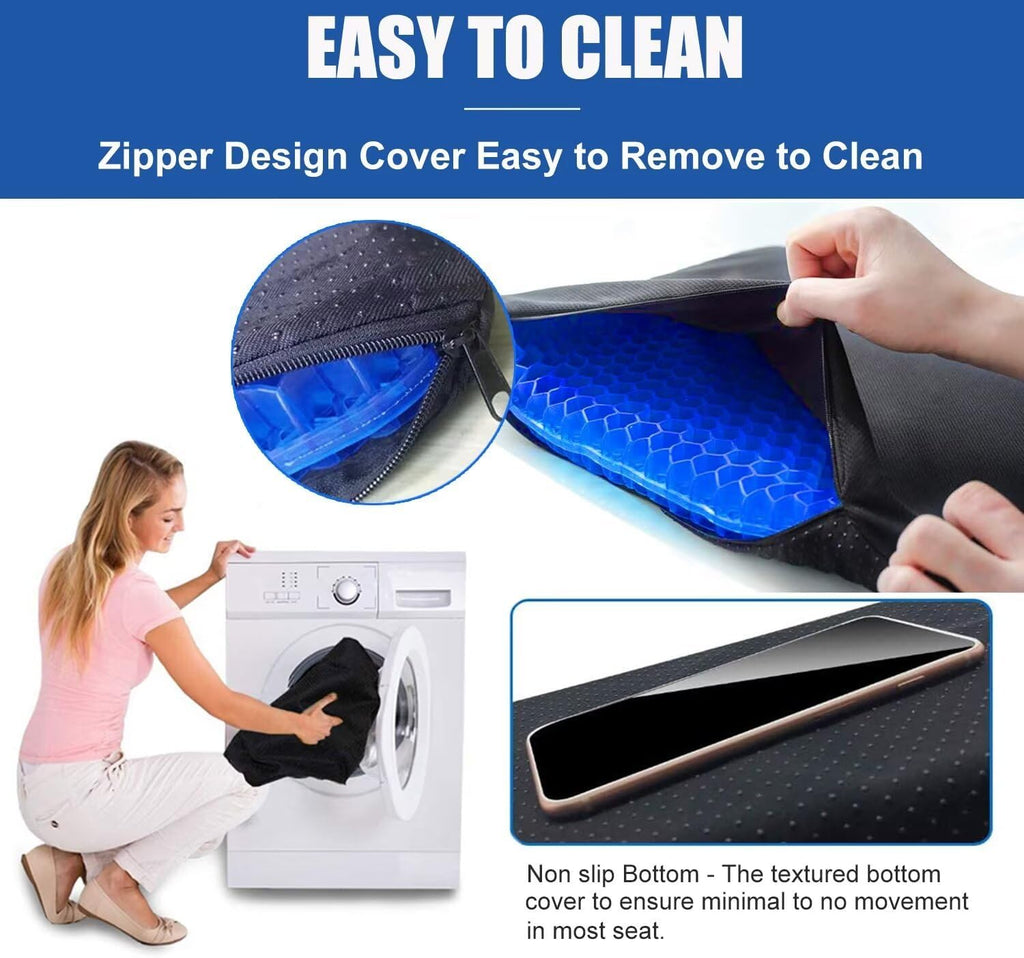 Helishy Gel Seat Cushion for Long Sitting Pressure Relief (Super Large & Thick) - Non-Slip Gel Chair Cushion for Back, Sciatica, Tailbone - S…