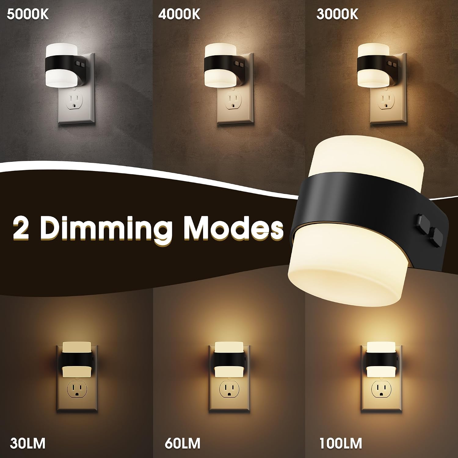 Briignite Night Light, Night Lights Plug into Wall, LED Nightlight for Kids & Adults, 3CCT Adjustable 3000K/4000K/5000K Color, Dusk to…