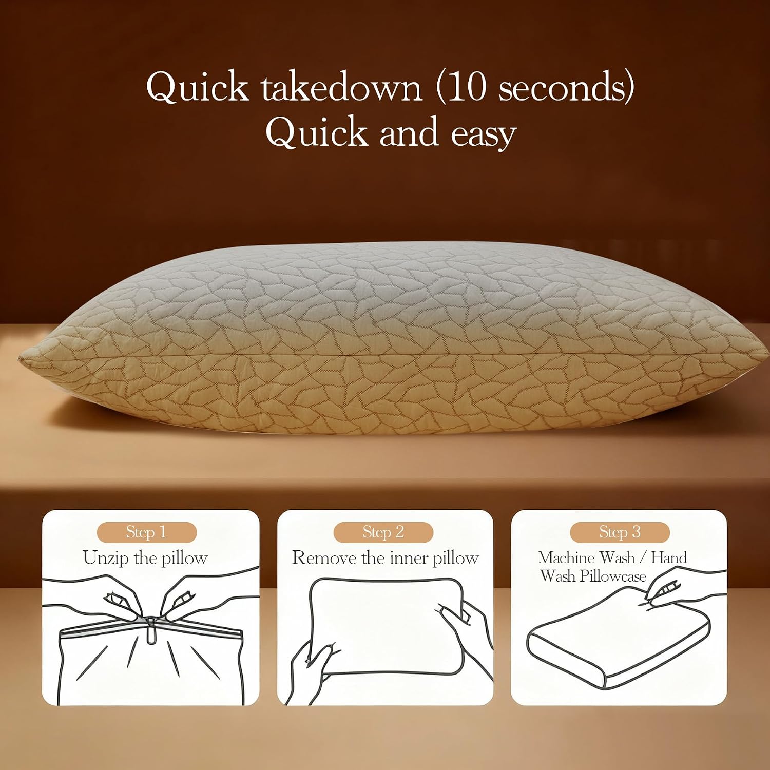 Memory Foam Pillows for Sleeping Adjustable Breathable Bed Pillow for Side, Back, and Stomach Sleepers Washable Pillow Cover Dream Cloud…