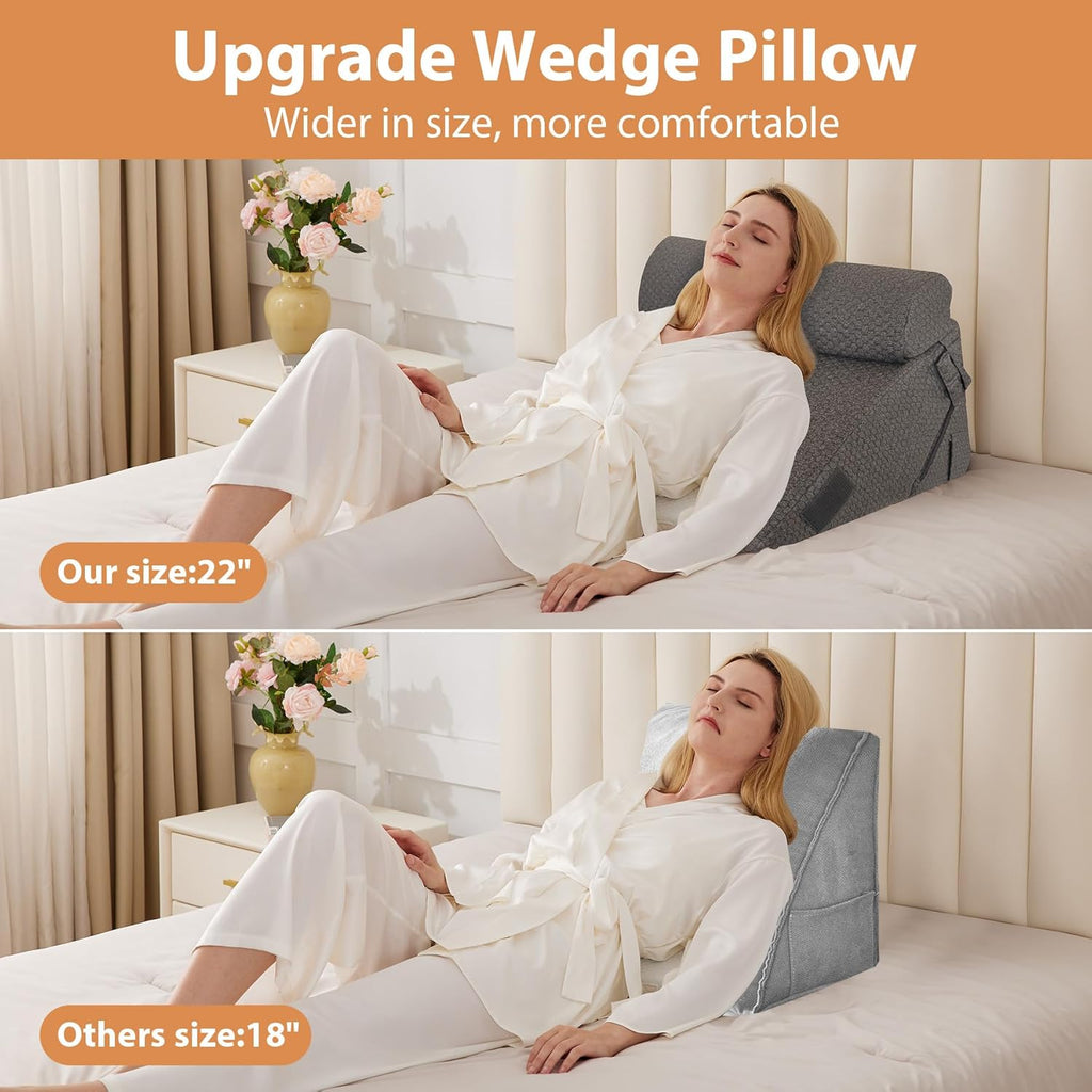 EnjoyaBetterLifeFromHere BIEEZZK Orthopedic Bed Wedge Pillow Set 3Pcs, Adjustable Memory Foam, Pillow Wedge for Post Surgery, Back, Triang…