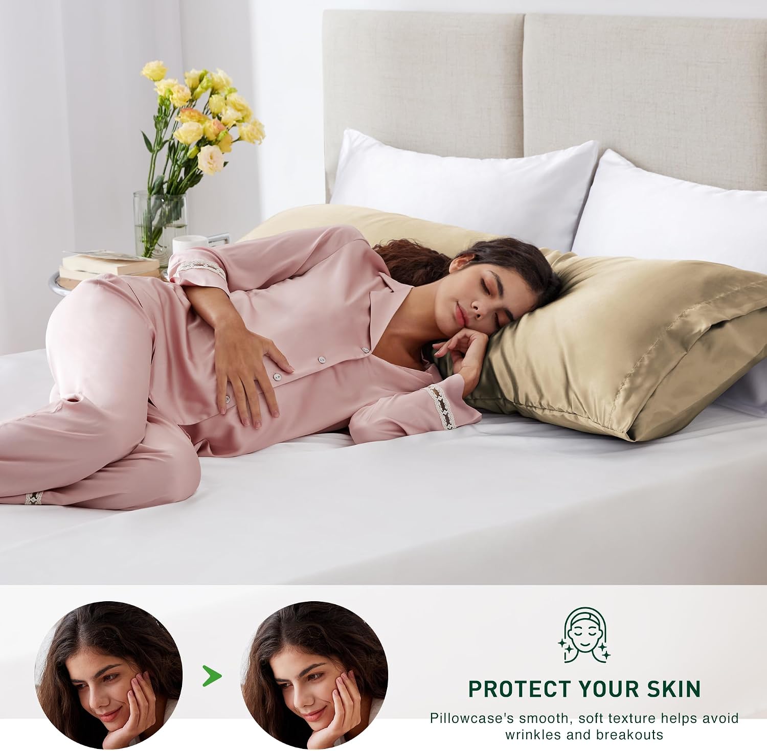 Lovescabin Love's cabin Satin Body Pillowcase 20x54, Cooling Pillow Cover for Hair and Skin, Silky Smooth with Envelope Closure, Similar to…