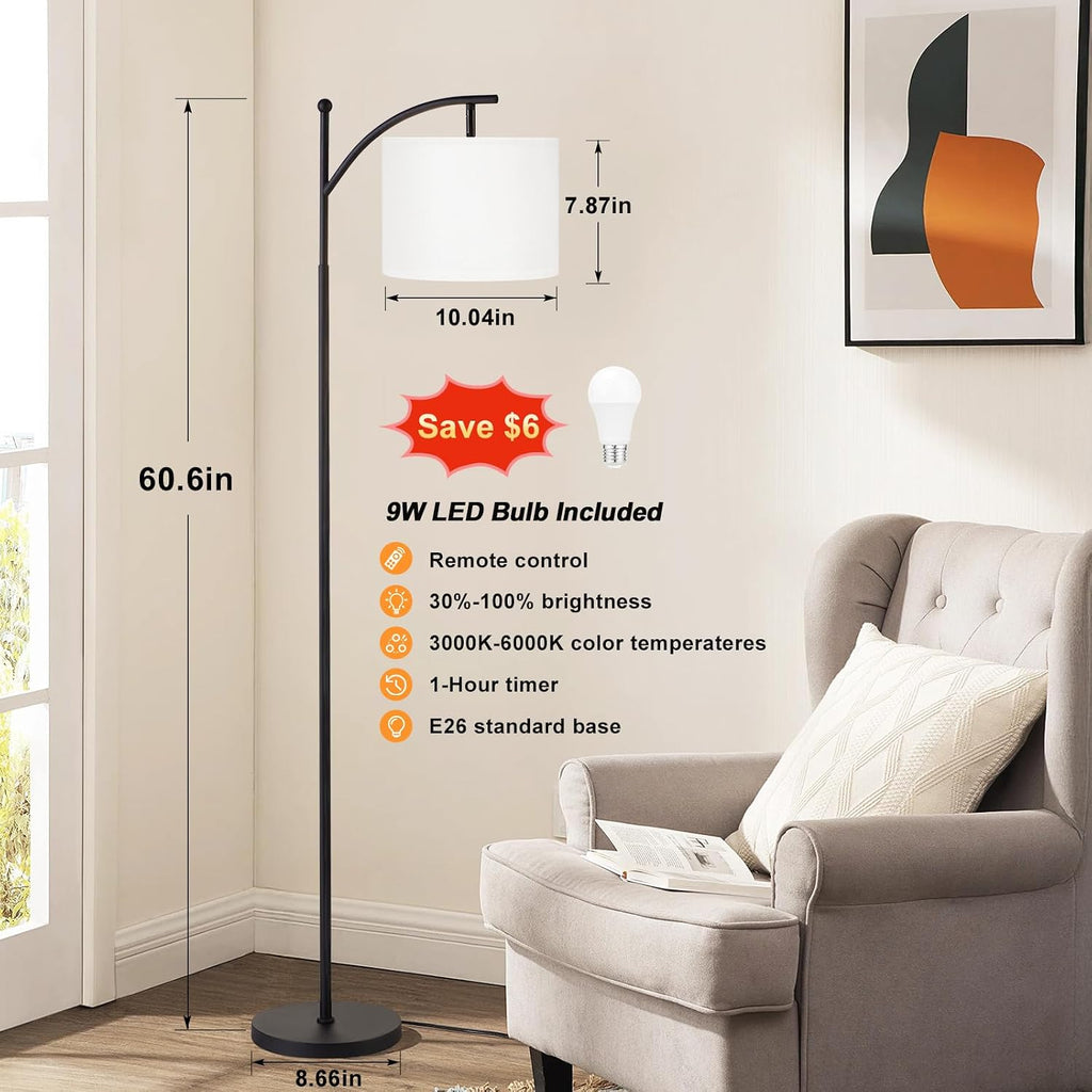 Ambimall 60" Floor Lamp with Remote Control and Stepless Dimmable Bulb, Colors Temperature & Brightness Adjustable, Modern Floor Lamps…