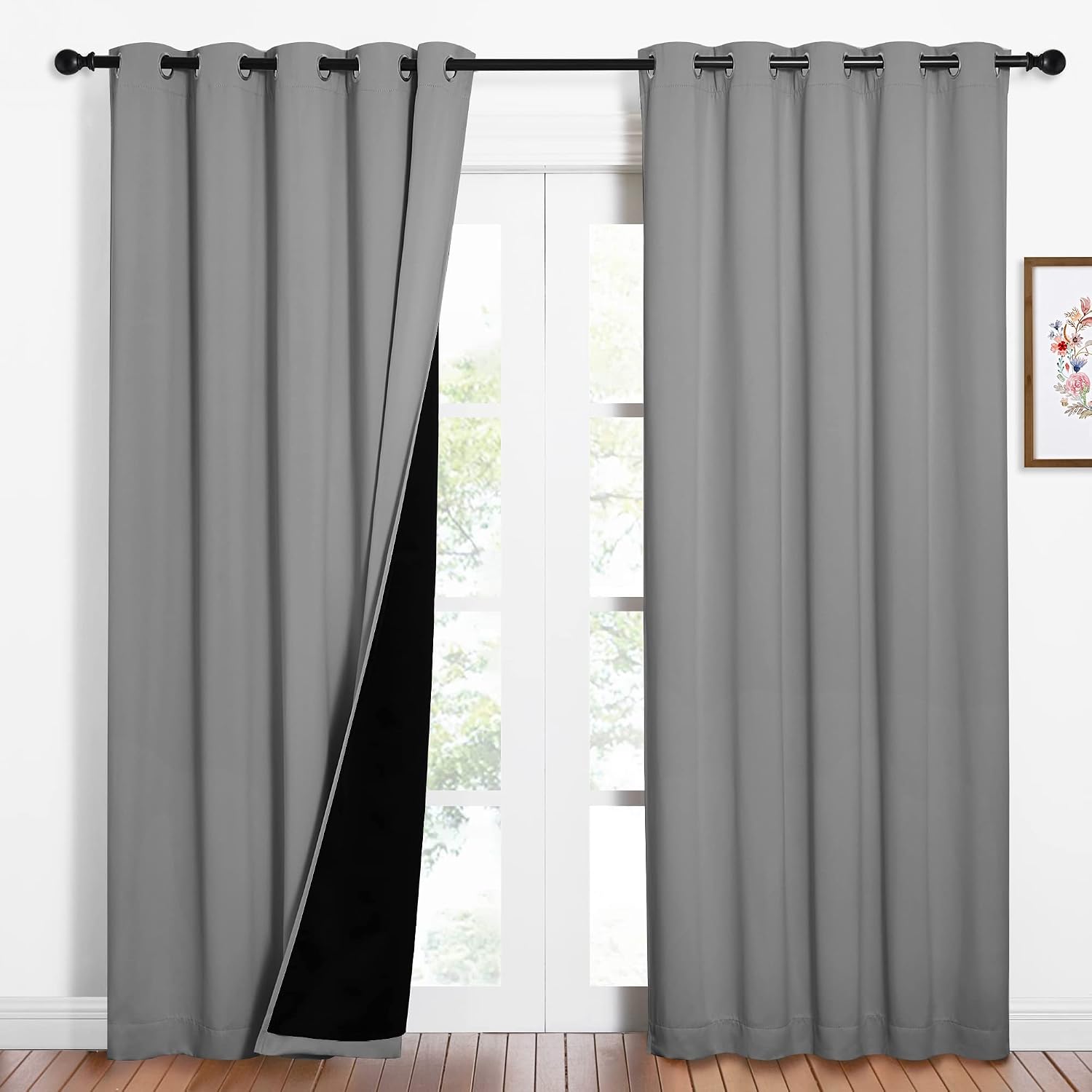 Nicetown Silver Grey Full Shade Curtain Panels, Pair of Energy Smart & Noise Blocking Out Blackout Drapes for Dining Room, Thermal Insulate…