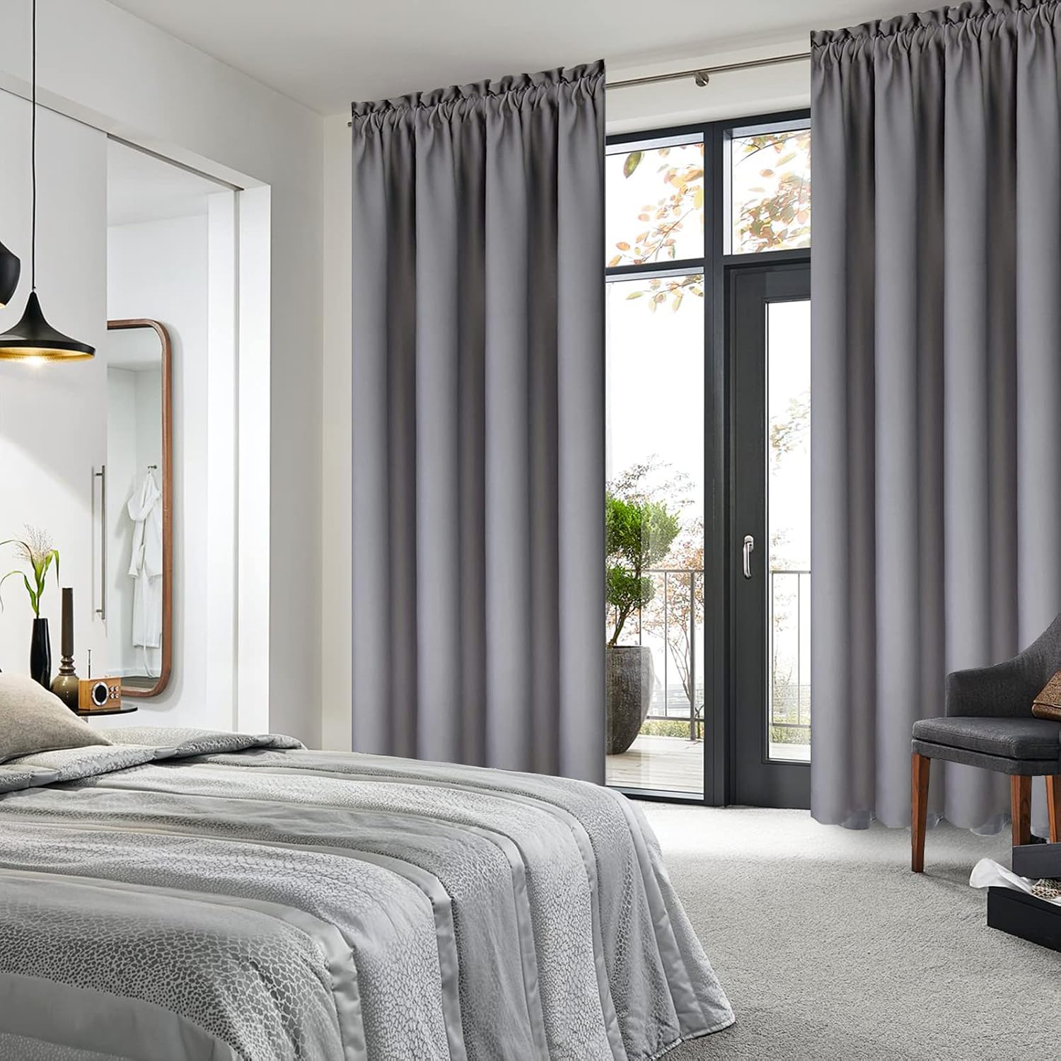 Dwcn Grey Room Darkening Blackout Curtains - Rod Pocket Thermal Insulated Privacy Energy Saving Window Curtain Drapes 42x 72 inch Length, S…