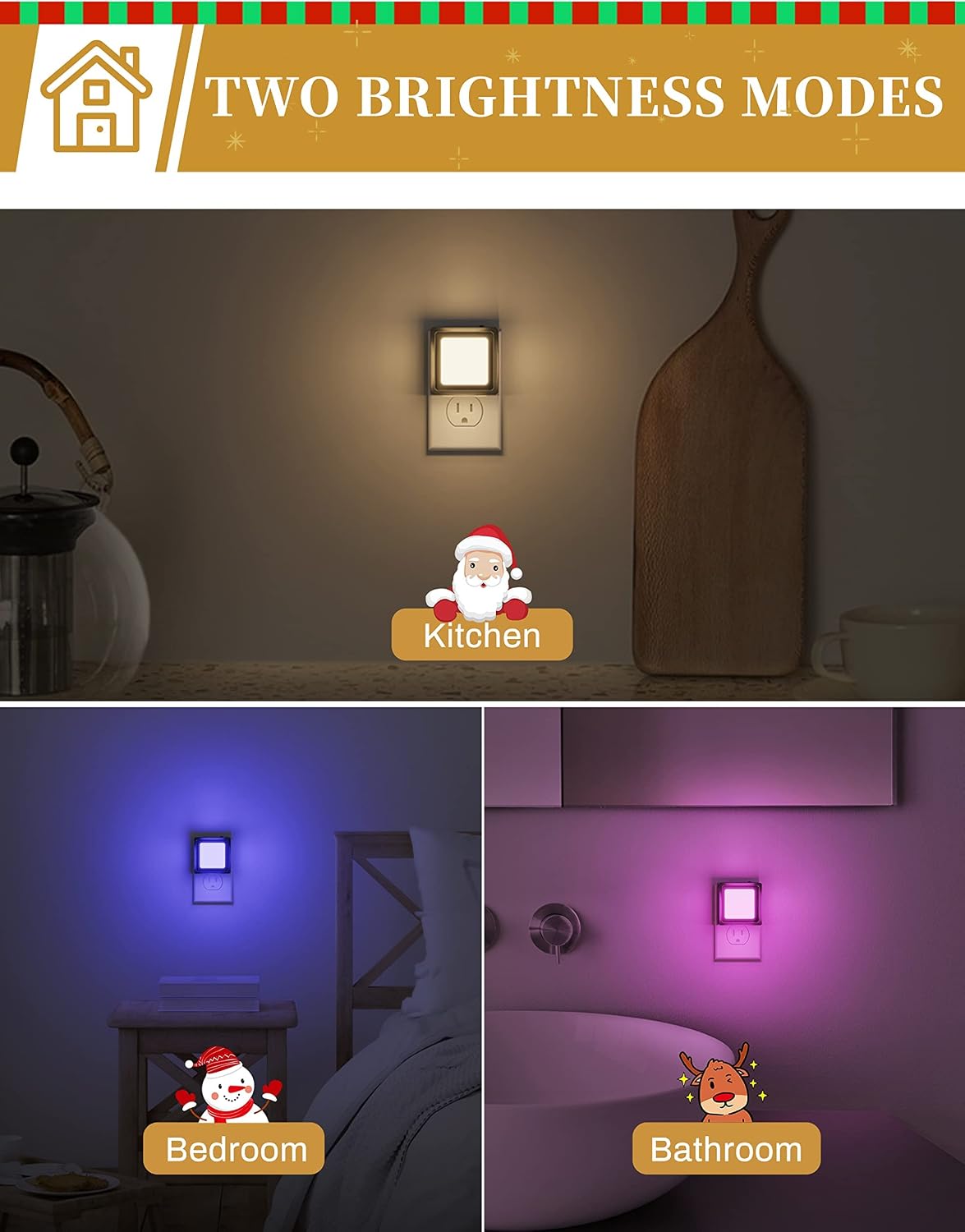 DORESshop Night Light for Kids [2 Pack], Color Changing Baby NightLight, Night Lights Plug Into Wall, Dusk to Dawn Sensor, Plug in Night…