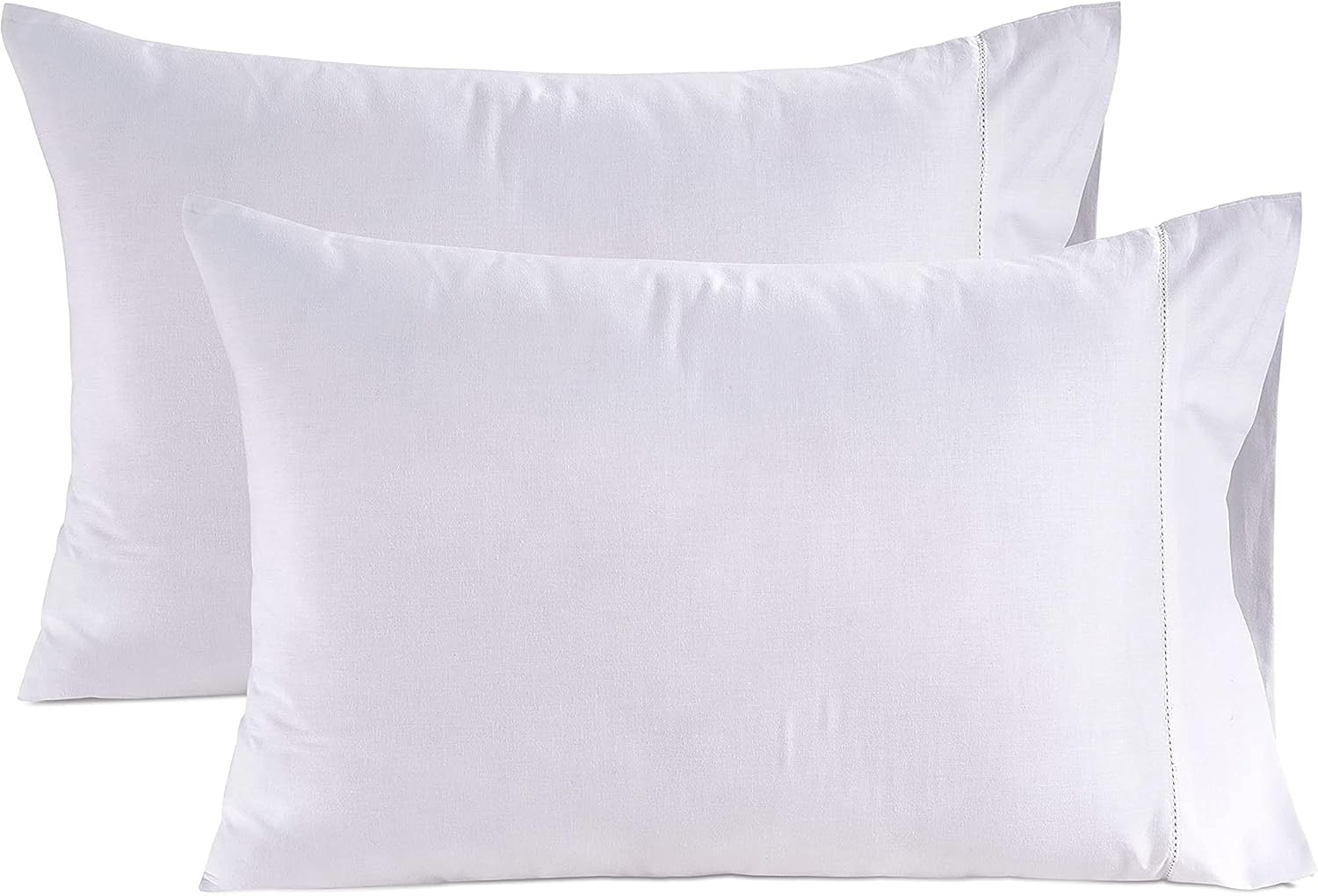 LaneLinen LANE LINEN King Size Pillow Case Set of 2 100% Egyptian Cotton Cases Sateen White Cooling Cover - Perfect for Home Hotels & Hospi…