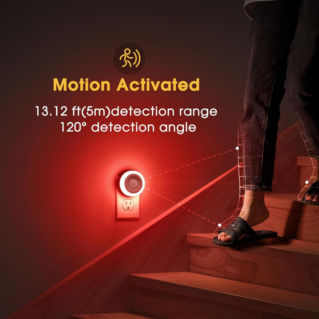 Briignite Motion Sensor Night Light Red, [2 Pack] Night Lights Plug into Wall, Auto On/Off Motion Activation Nightlight, Energy-Saving…