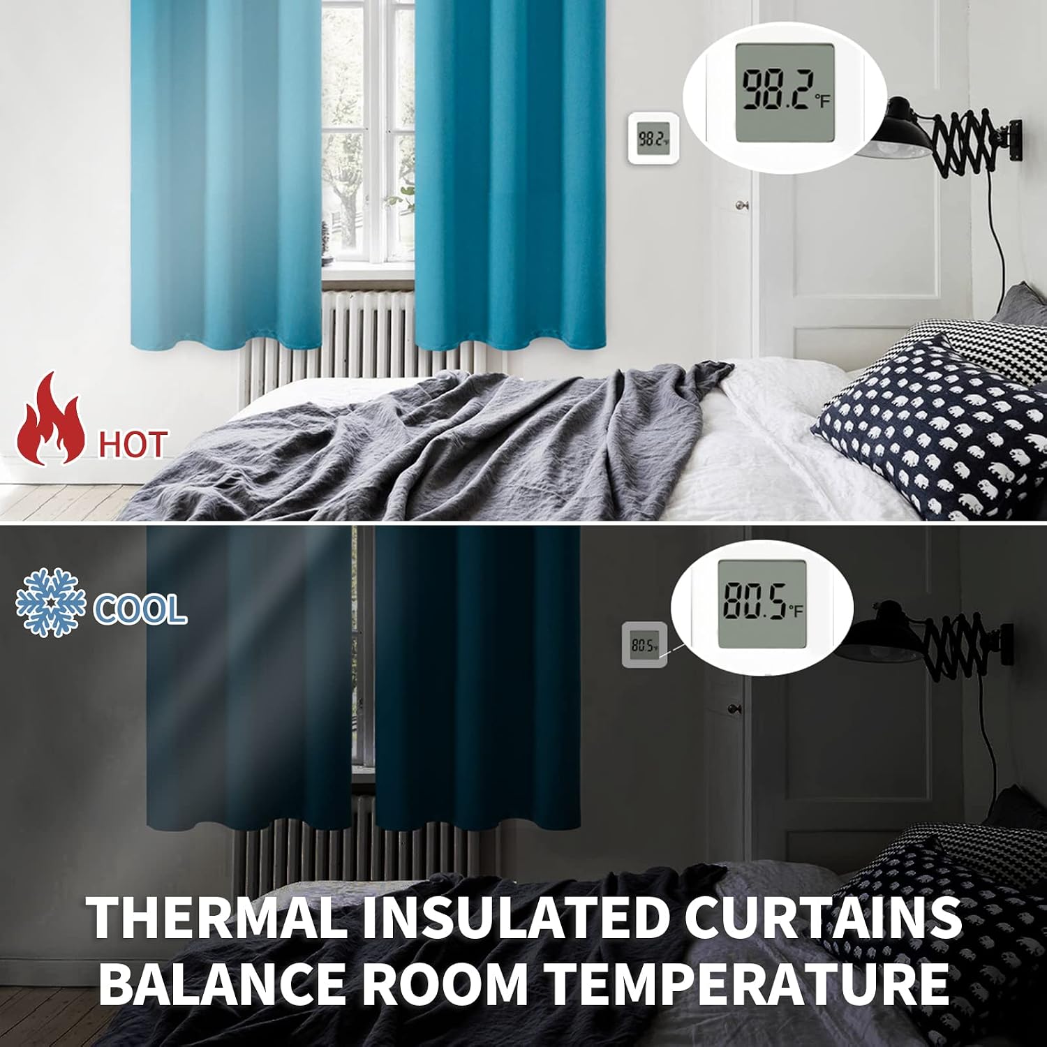 BGment Blackout Curtains - Grommet Thermal Insulated Room Darkening Bedroom and Living Room Curtains, Set of 2 Panels (52 x 54 Inch, Peacoc…