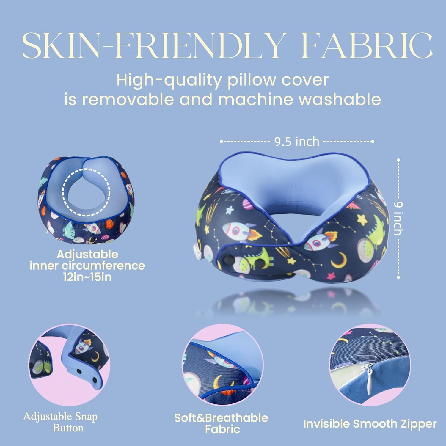 Skytraxcomf SKYTRAX® Certified Kids Safe Memory Foam Travel Neck Pillows for Kids and Toddlers, Cute Cartoon Design, Car Seat & Airplane He…