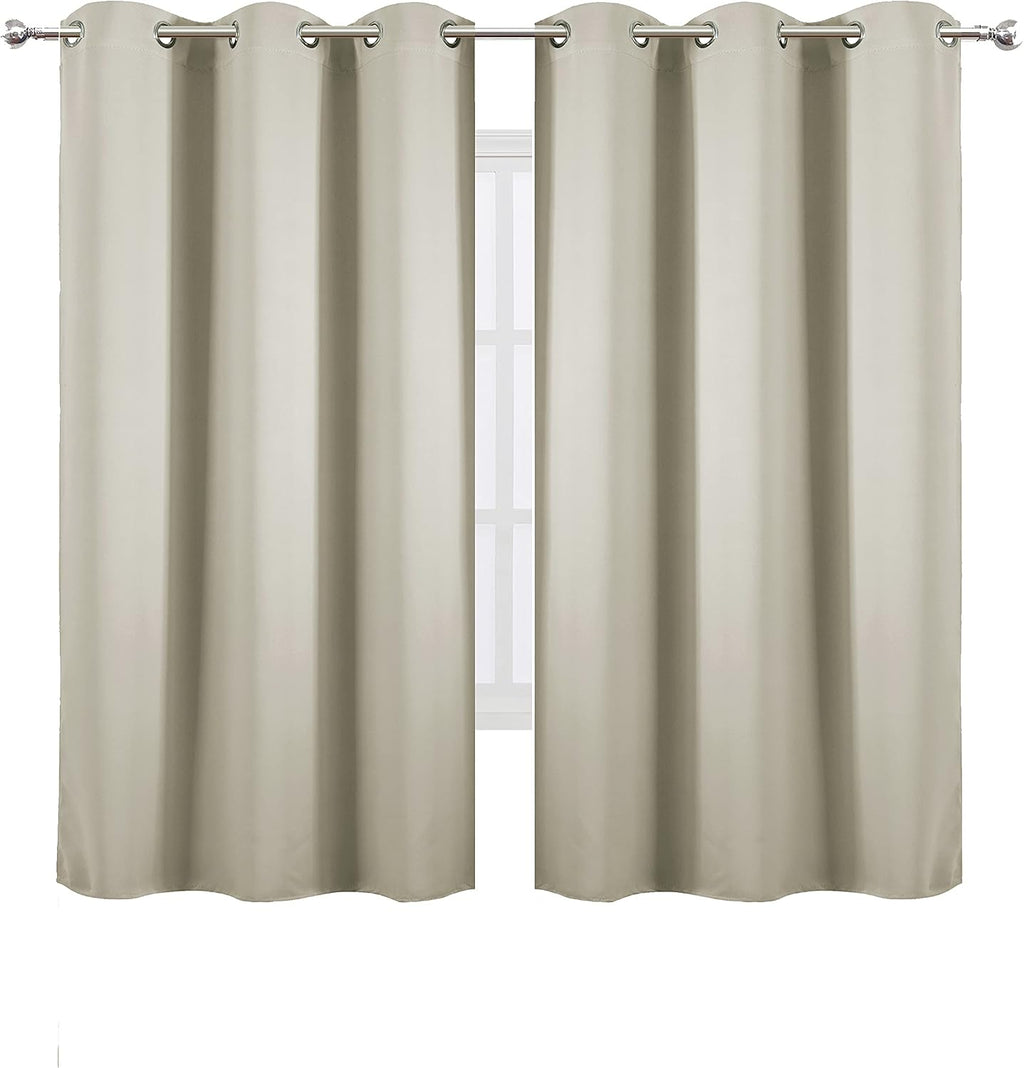 Lemomo Light Beige Thermal Blackout Curtains/38 x 63 Inch/Set of 2 Panels Room Darkening Curtains for Bedroom 63 Inch silver