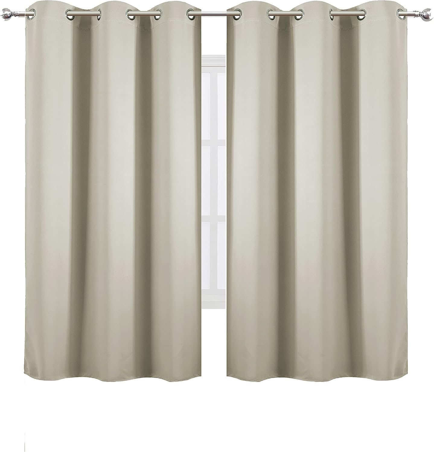 Lemomo Light Beige Blackout Curtains 40 x 63 Inch Length/Set of 2 Curtain Panels/Thermal Insulated Room Darkening Blackout Curtains for Bed…