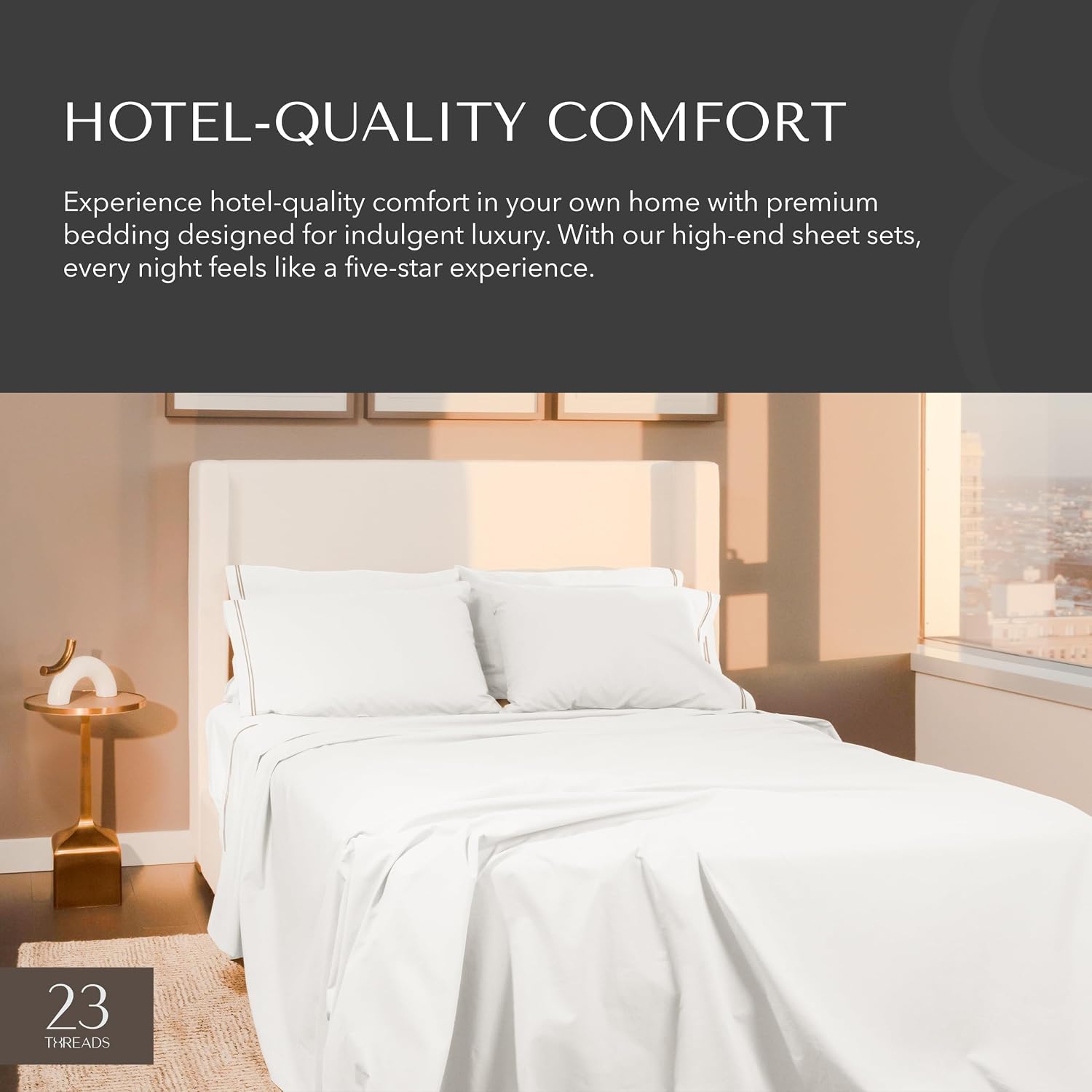 23Threads 23 THREADS X101 Series Cotton Percale Rich Bed Sheets and Pillowcases Set, 15 Inch Deep Pocket, Luxury Cooling Bedding Linen, Kin…