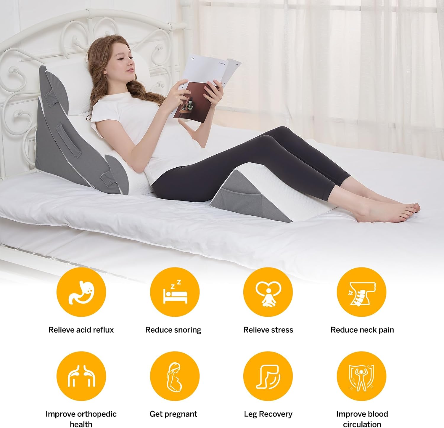 Ziixmile Wedge Pillow Set for After Surgery – 5PCS Orthopedic Bed Wedge Pillow Set for Sleeping, Body, Back and Leg Comfortable & Ad…