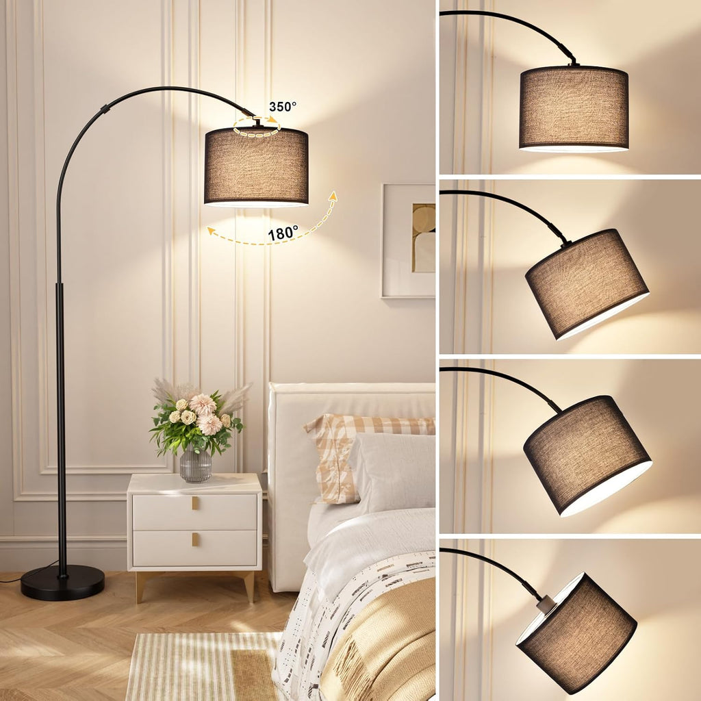Ambimall Dimmable Arc Floor Lamp with Remote, Color Temperatures and Brightness Adjustable, Arched Floor Lamp with Rotating Head, Over…