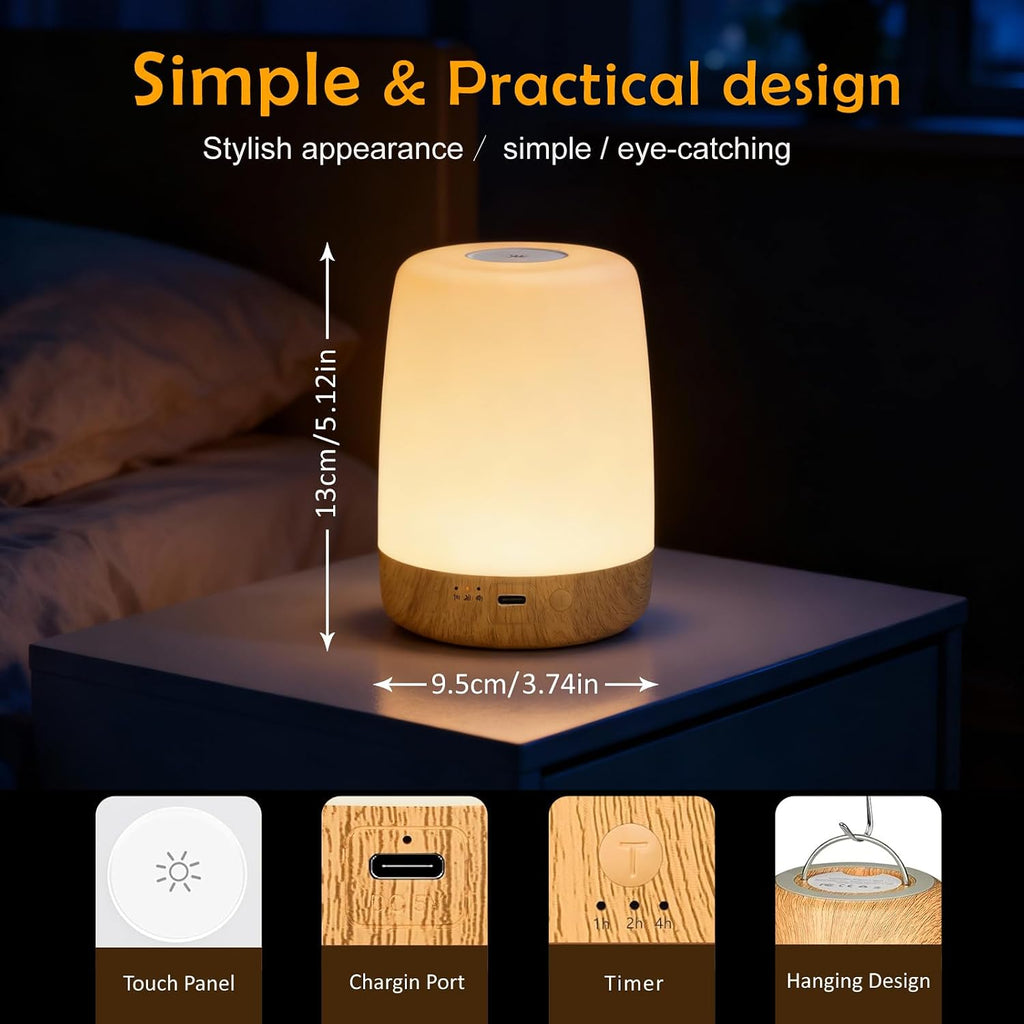 ELITUN Bedside Baby Night Light, Changing 256 RGB Colors Rechargeable Night Light for Kids, Small Wireless Table&Bedside Lamp, Eye Caring…