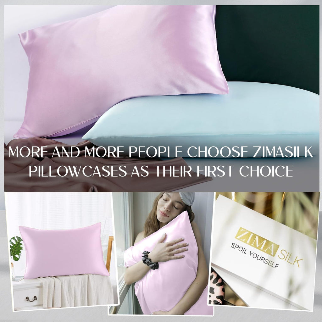 Zimasilk 100% Pure Mulberry Silk Pillowcase for Hair and Skin everyday comfort, Soft and Smooth, Both Sides Grade 6A Silk,600 Thread…