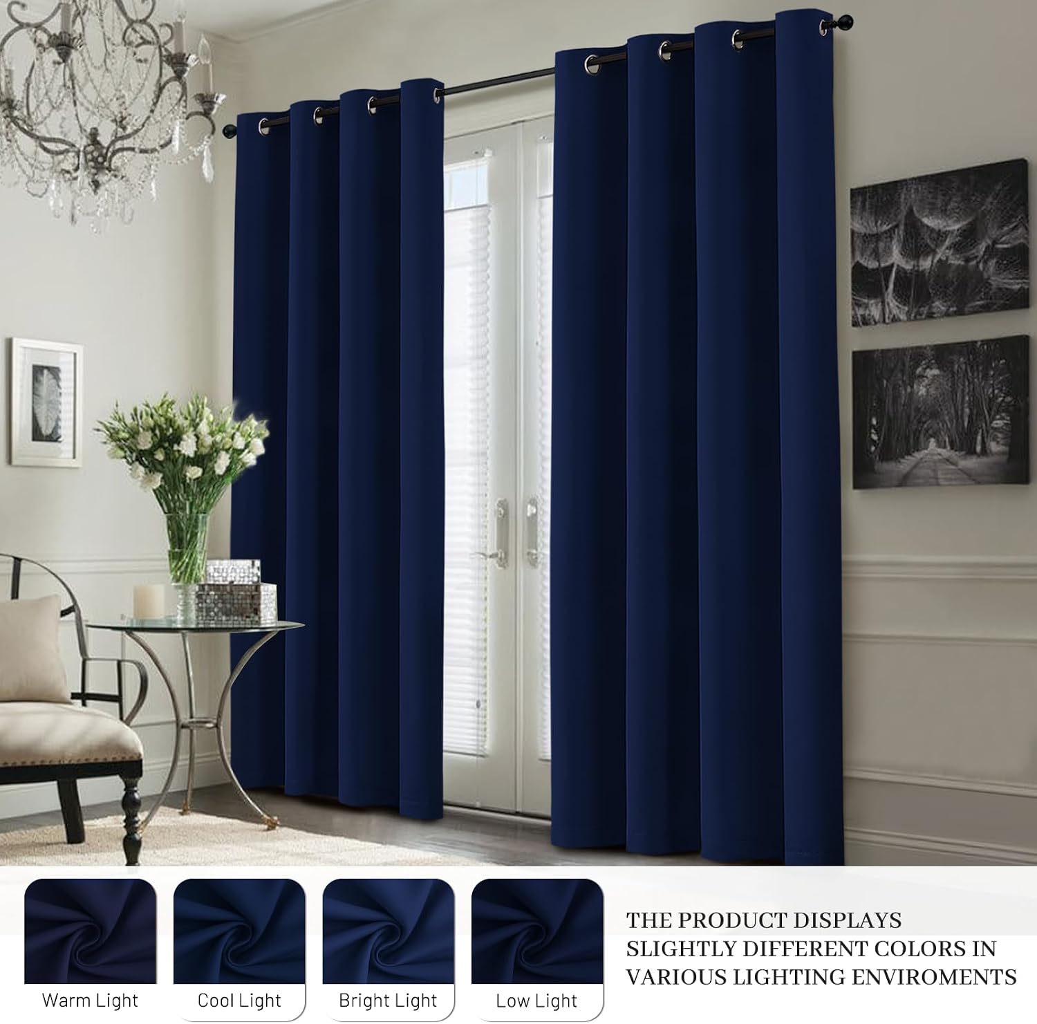 Yakamok 100% Blackout Curtain Panels 63 inches Cold and Light Blocking Drapes for Nursery, 2 Thick Layers Thermal Insulated Draperies (2 Pi…