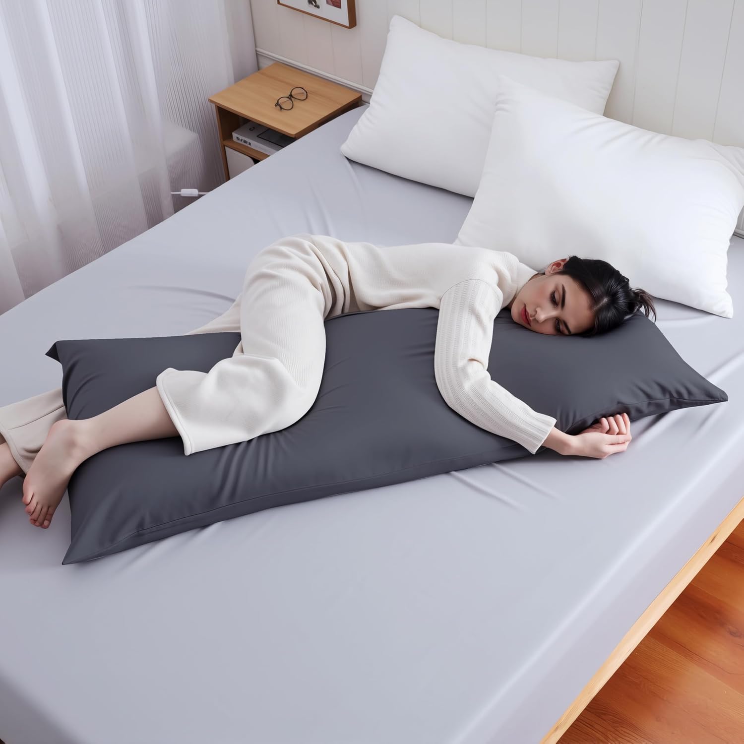 ShunjieHome Body Cooling Pillow Case, Viscose Derived from Bamboo Long Pillow Protectors, 400 TC Soft Silky Breathable Summer Body Pillowcas…
