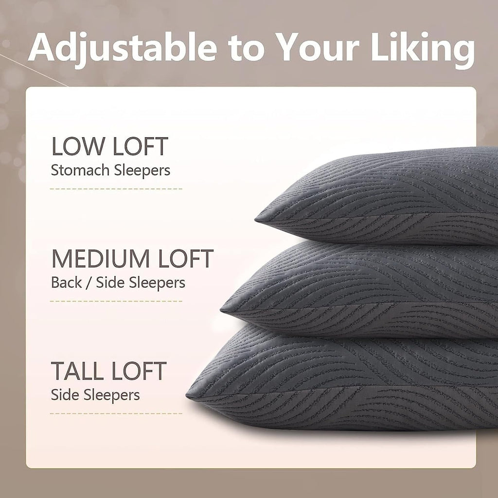 Pillows Queen Size Set of 2 Cooling Memory Foam Pillows for Sleeping Adjustable Medium Firm Back and Side Sleeper