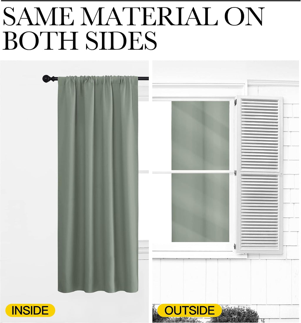 NICETOWN Window Curtains Blackout Drapes - Thermal Insulated Solid Rod Pocket Blackout Curtains/Draperies for Living Room (Sage Green…