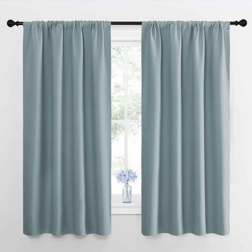 NICETOWN 2 Panels Blackout Curtains, Rod Pocket Thermal Insulated Curtains for Bedroom, Room Darkning Shading Blinds Modern Home…