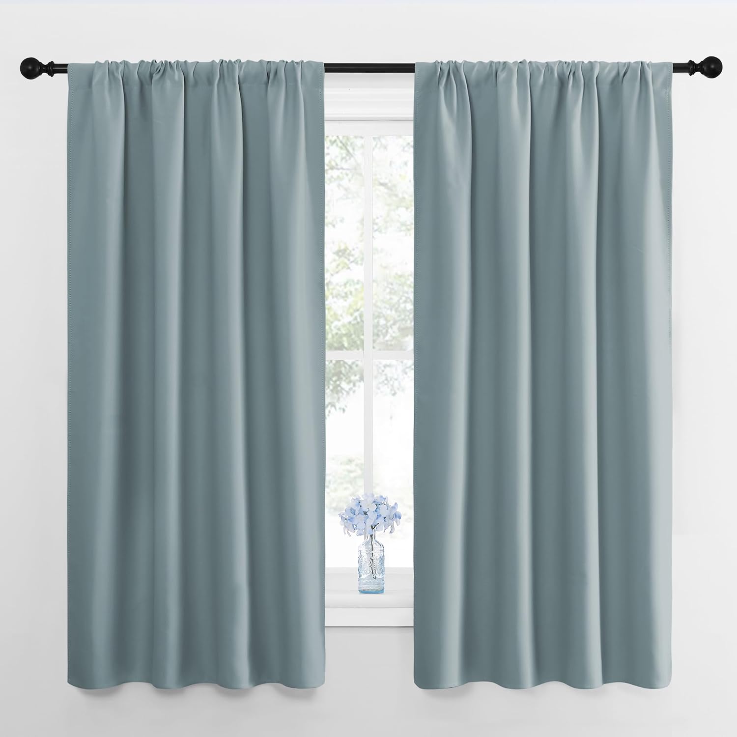 NICETOWN 2 Panels Blackout Curtains, Rod Pocket Thermal Insulated Curtains for Bedroom, Room Darkning Shading Blinds Modern Home…