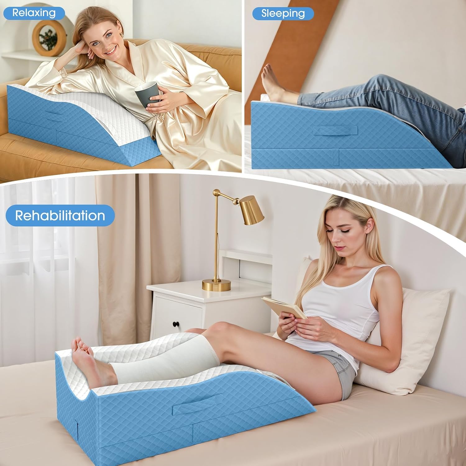 TranquilRelax TranquilRelax Elevation Pillows for Leg After Surgery, Memory Foam Adjustable Wedge Pillow for Injury or Rest, Ankle P…