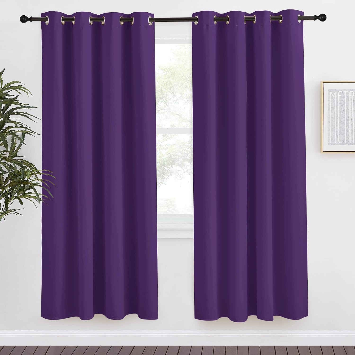 NICETOWN Blackout Window Curtain Short, 55W x 78L, Sold Individually, Royal Purple Color, Home Fashion Thermal Insulated Room Darkening…