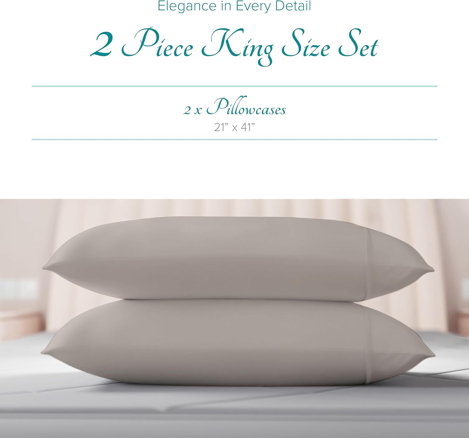 Carressa Linen Luxury Egyptian Cotton King Pillow Cases Set of 2-800 Series Tulips Collection Pillowcases for Sleeping (Taupe), Soft…