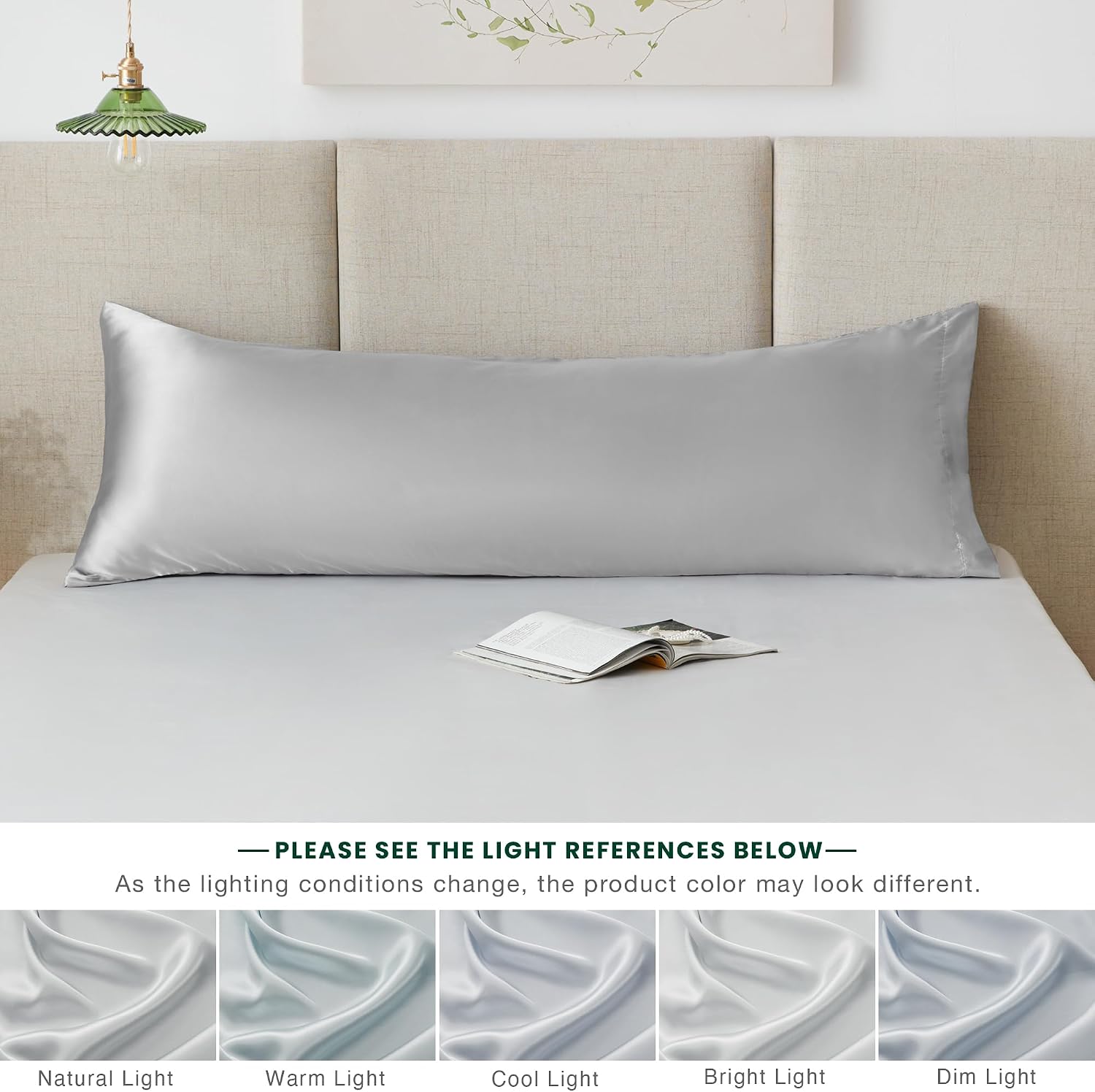 Lovescabin Love's cabin Satin Body Pillowcase 20x54, Cooling Pillow Cover for Hair and Skin, Silky Smooth with Envelope Closure, Similar to…