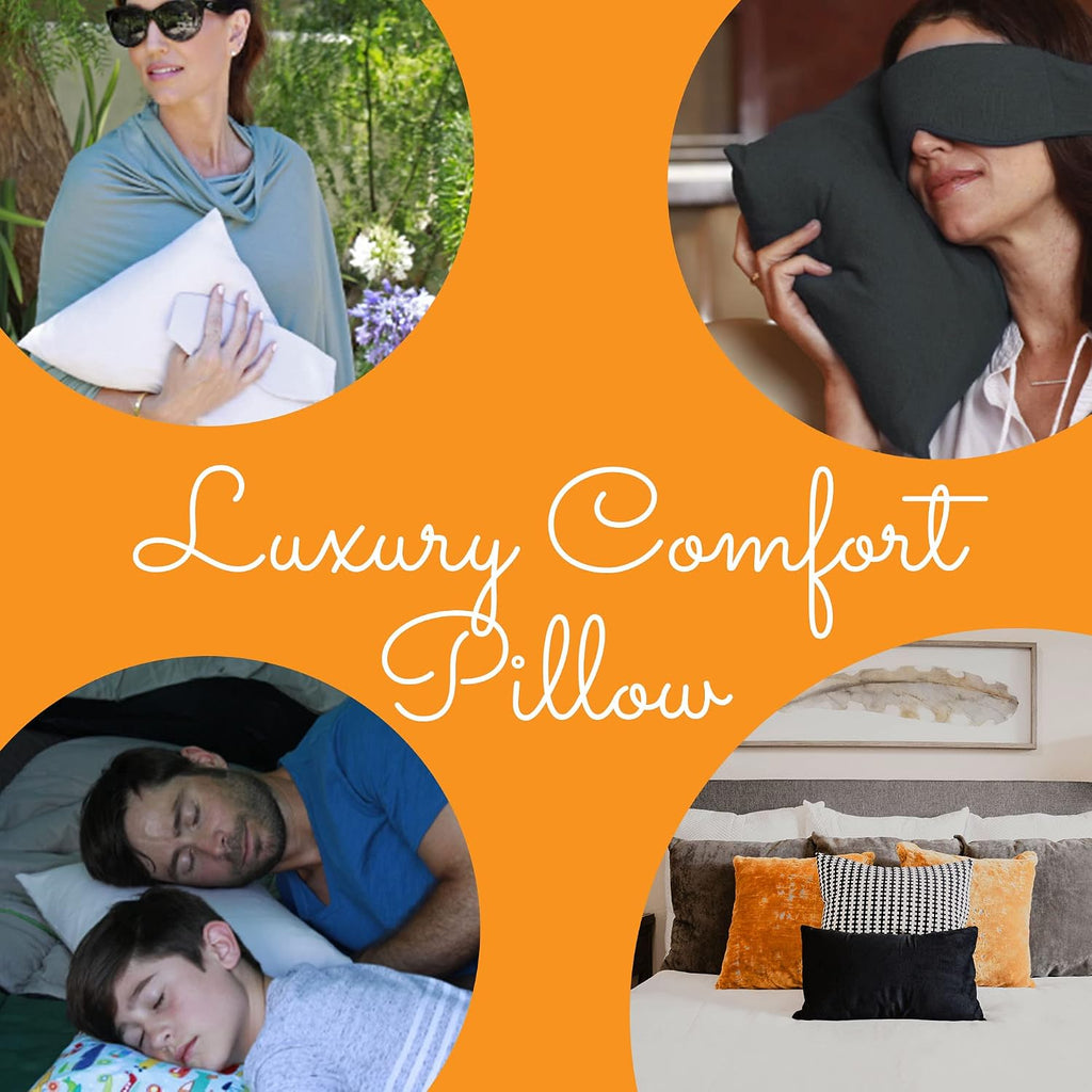 Happyluxe Odyssey Travel Pillow for Long Flights - Soft, Small, Alternative to Down and Memory Foam. 17 x 13in - Made in The USA, Jet…