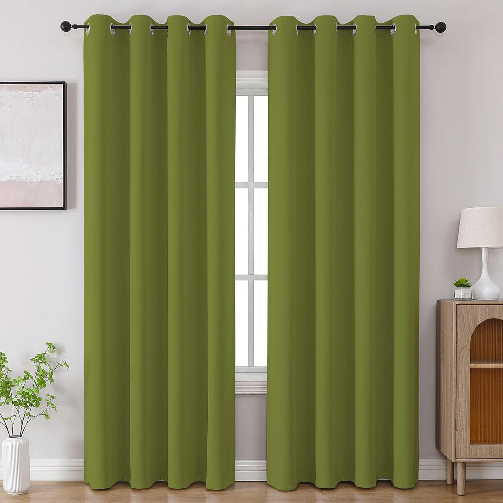 Cucraf Green Blackout Curtains 96 inch Length 2 Panels Set, Room Darkening Drapes for Living Room Bedroom, Thermal Insulated Light Blocking…