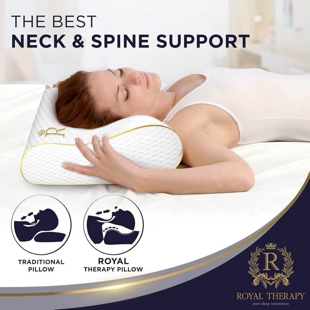 Royaltherapy Royal relaxation Memory Foam Pillow, Queen Neck, Contour Cervical Pillow, for Neck and Shoulder Pain, Side, Back and…
