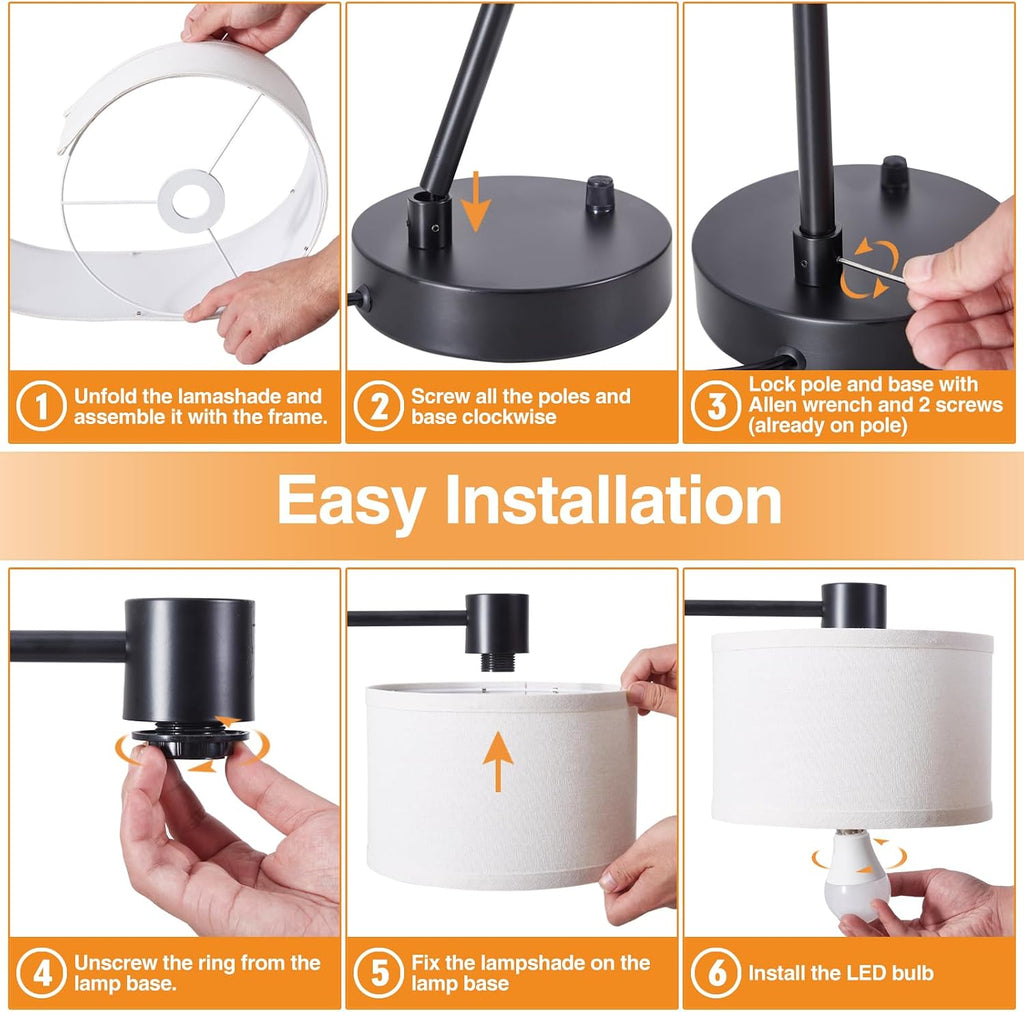 Luvkczc Table Lamp for Bedroom Set of 2 with USB C+A Ports, Fully Stepless Dimmable Bedside Lamp with Linen Lampshade, Contemporary Lamp…